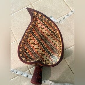 Intricately Carved Wooden Leaf Spoon